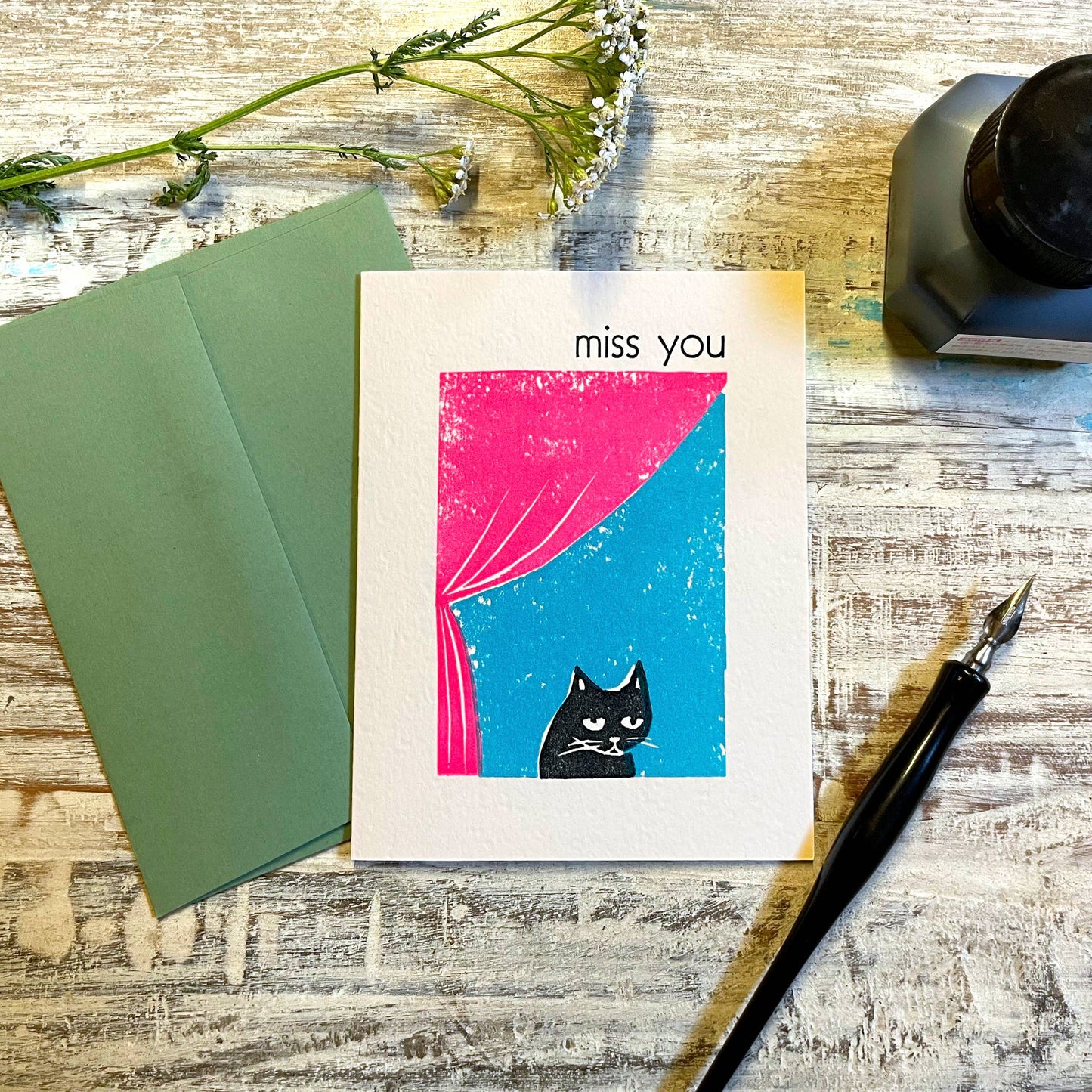 Miss You Cat Thinking of You Card