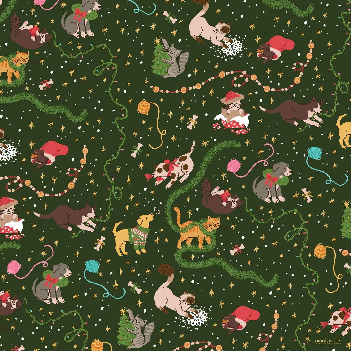 Mischievous Cats & Dogs Gift Wrap, 2 Rolls
