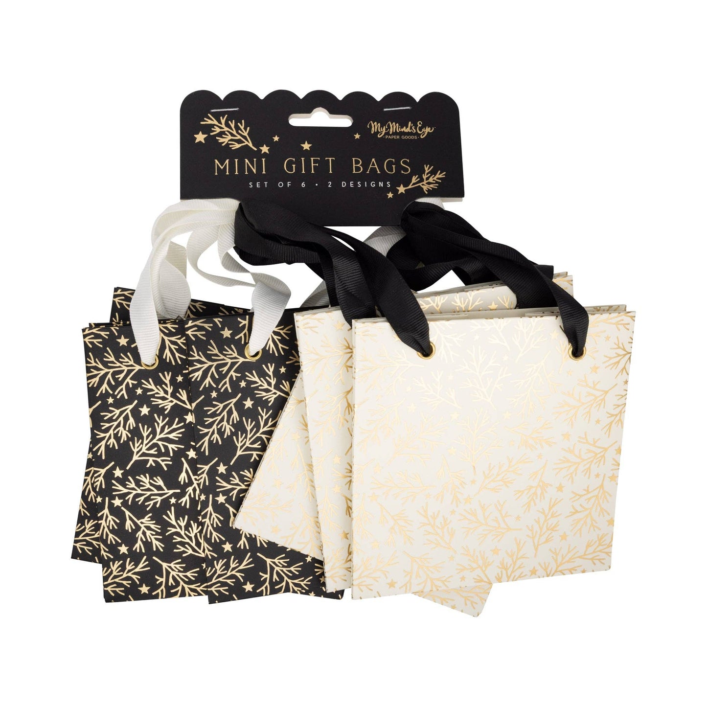 Christmas Sprigs Gold Foil Gift Bag Set