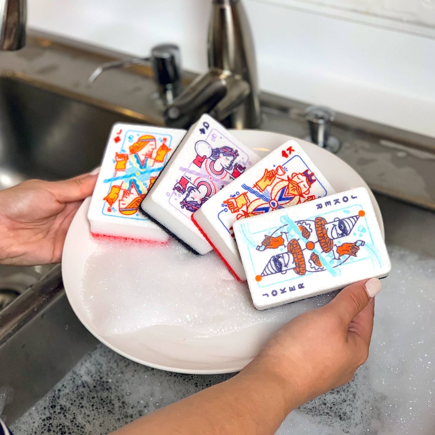Clean House Playing Cards Sponges, Set of 4