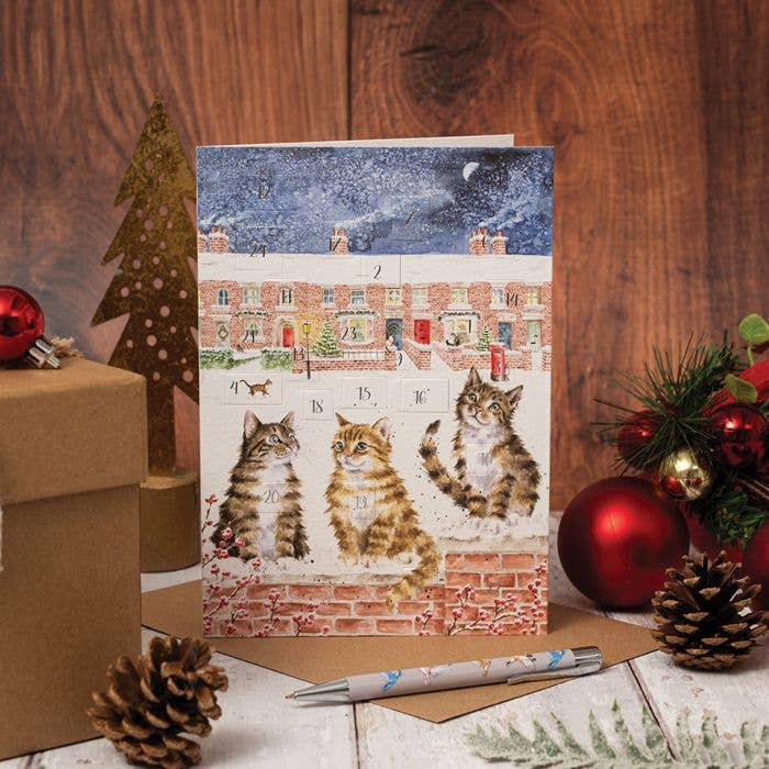 Santa Paws Is Coming To Town Cat Advent Calendar Card