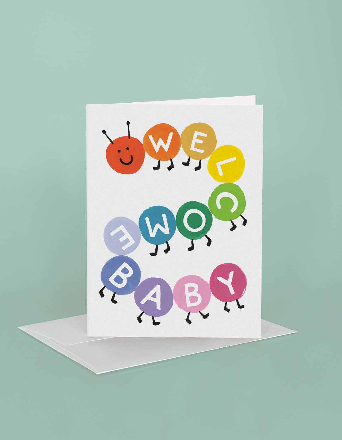 Rainbow Caterpillar New Baby Card
