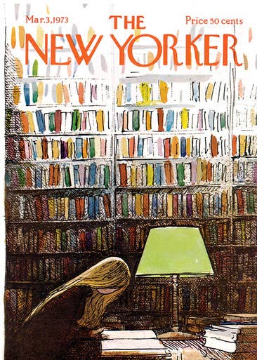 Late Night at the Library New Yorker Cover Card