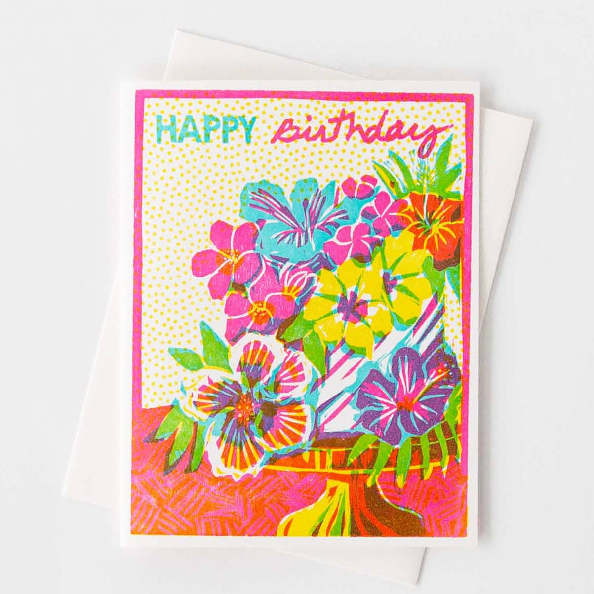 Tropical Floral Cake Birthday Card