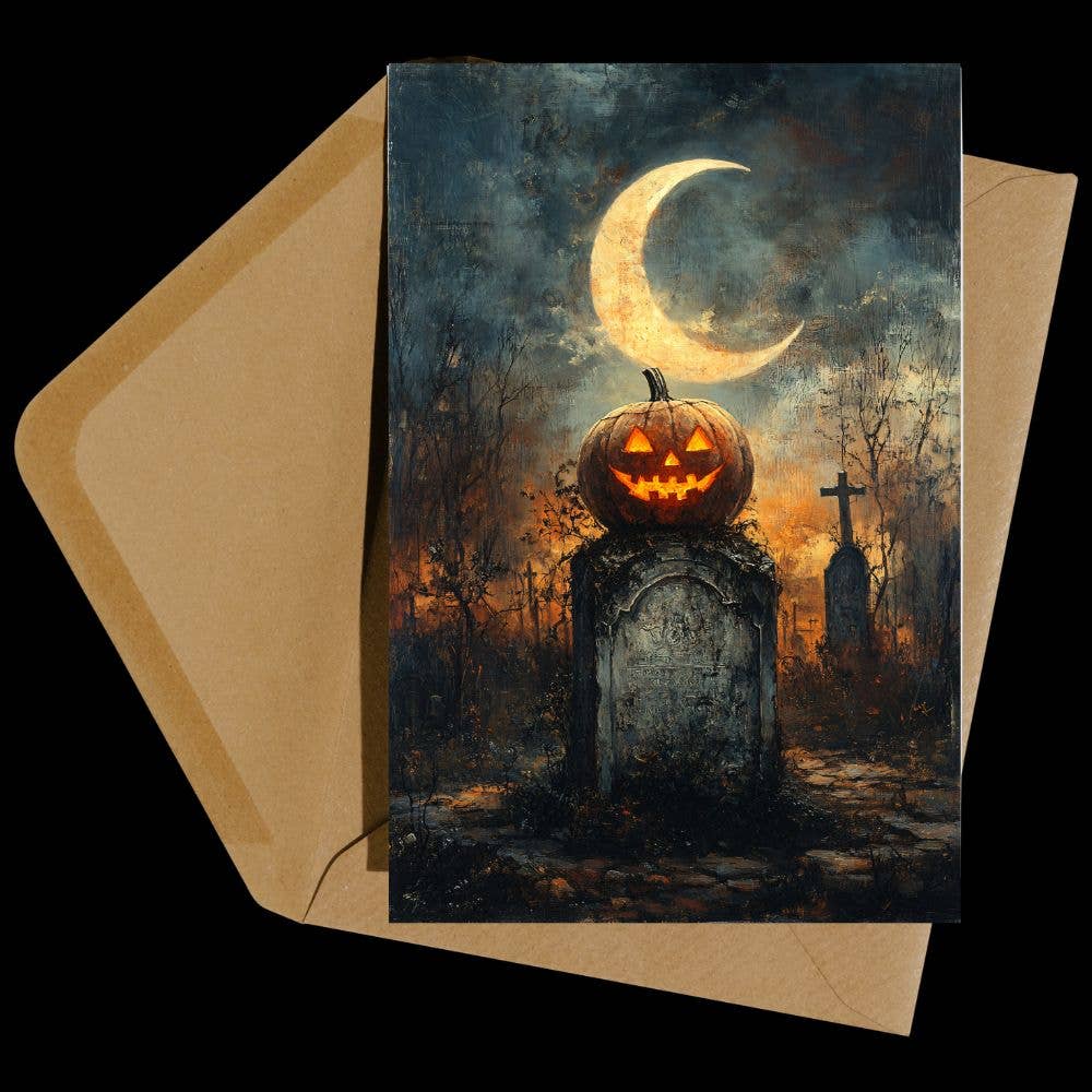 Jack O' Lantern Graveyard Halloween Card