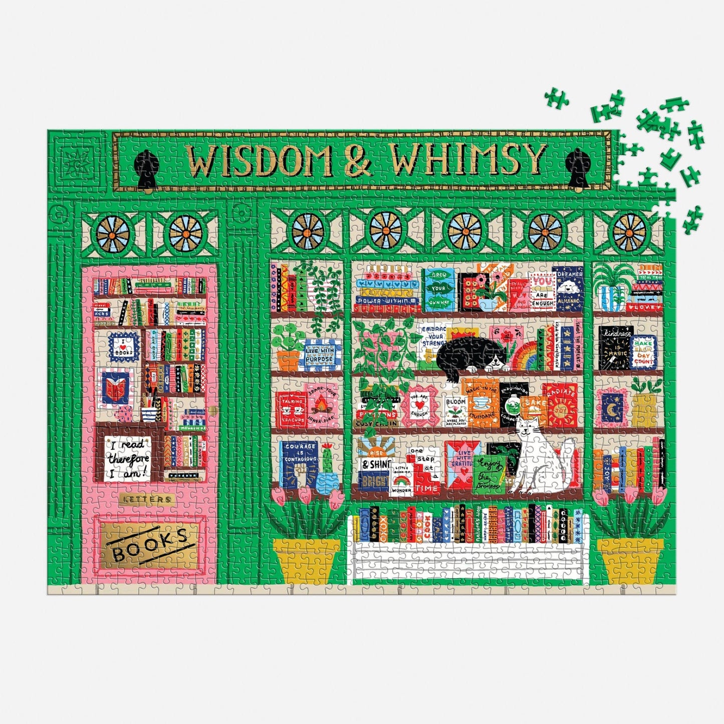 Wisdom & Whimsy Bookshop Foil Puzzle - 1000pc
