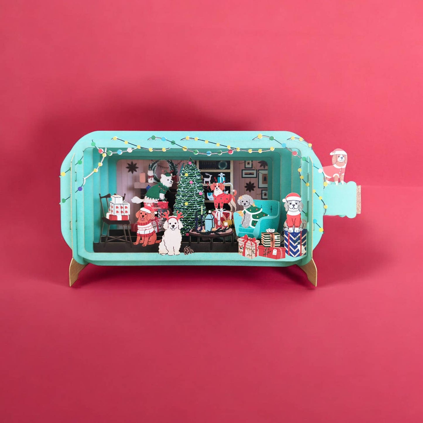 Message in a Bottle Christmas Dogs Holiday Card