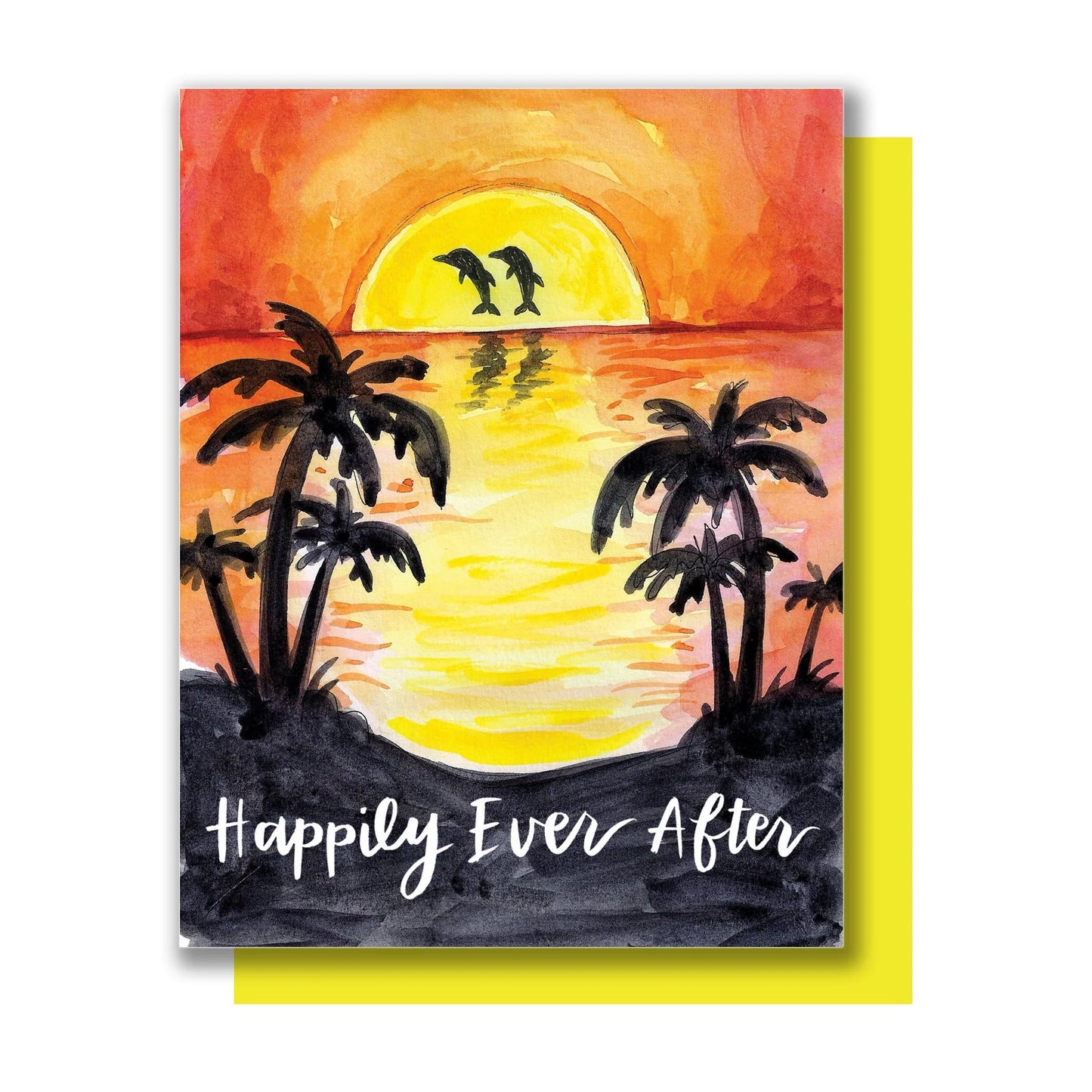 Happily Ever After Sunset Wedding Card