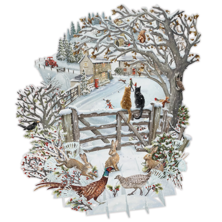 3D Pop-Up Holiday Card: Let It Snow Country Cats