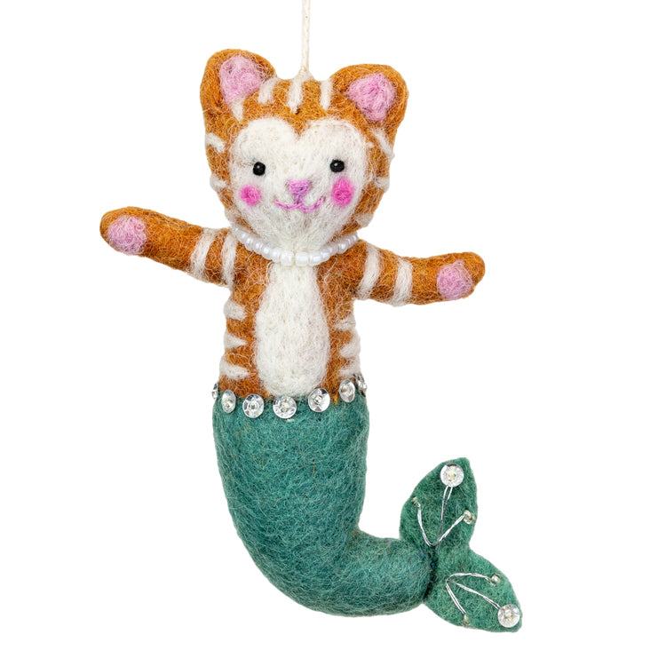 Felted Tabby Purrmaid Ornament