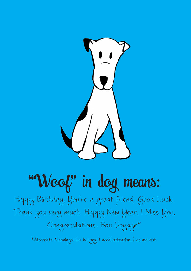 Woof in Dog Card
