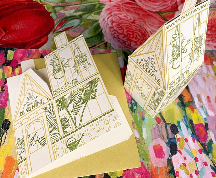 pop up plant house Pop-Up Green House Blank Card
