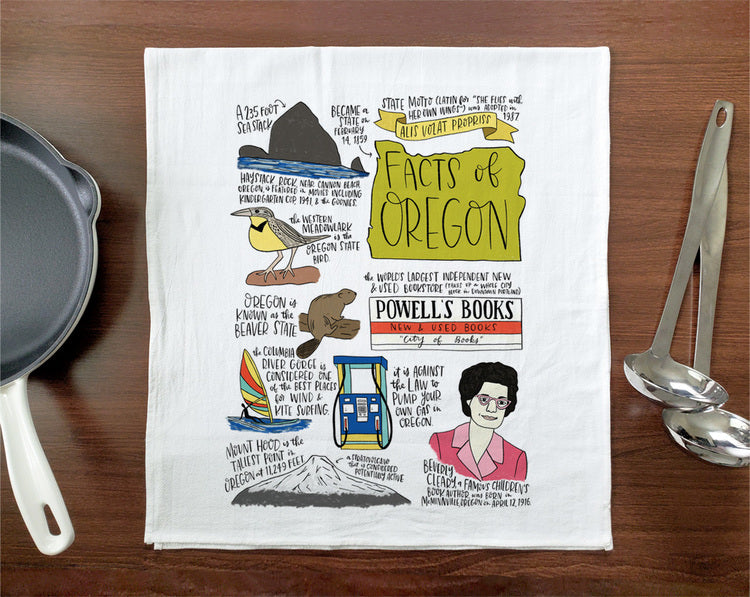 State Facts: Oregon Tea Towel