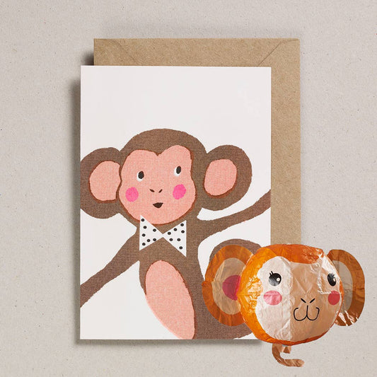 Monkey Japanese Paper Balloon Card