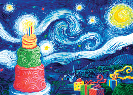 Starry Night with Cake Card