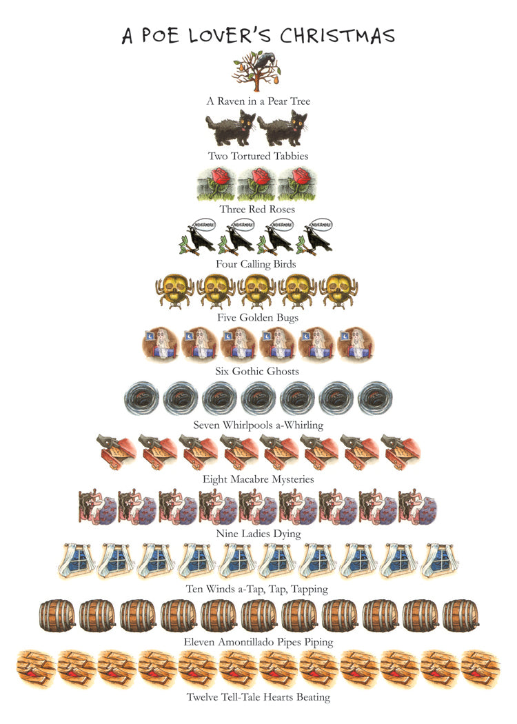 Poe Lover's Christmas 12-Days Holiday Cards