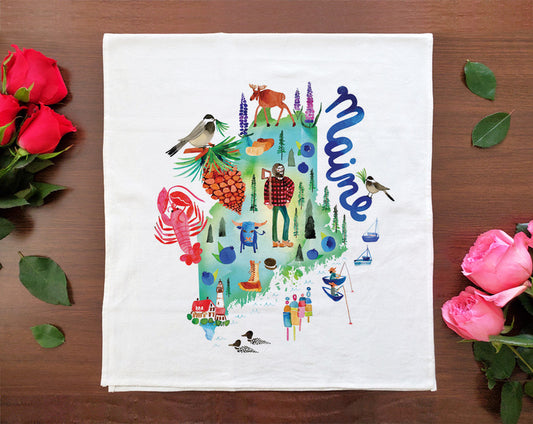 Watercolor USA: Maine Towel