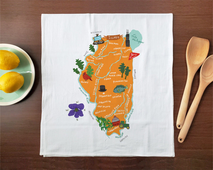 Hello: Illinois Tea Towel