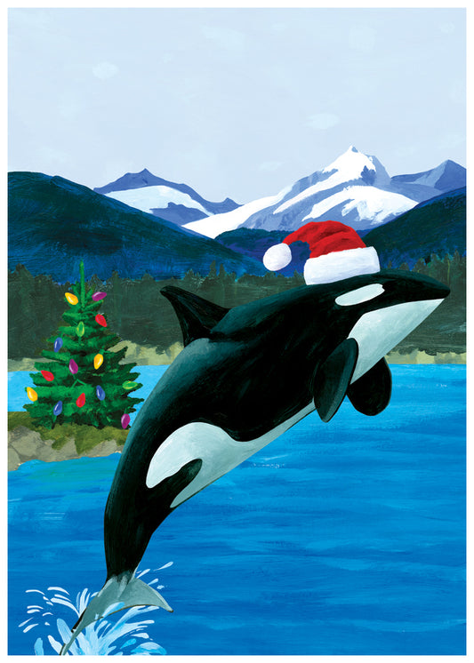 Leaping Orca Holiday Card
