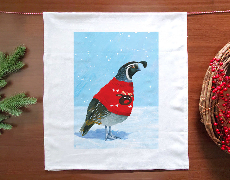 Quail Sweater Holiday Towel