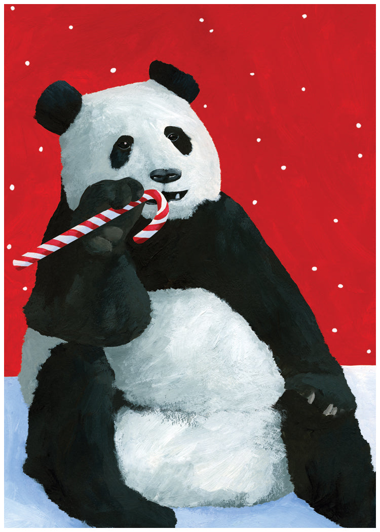 Panda Candy Cane Holiday Cards