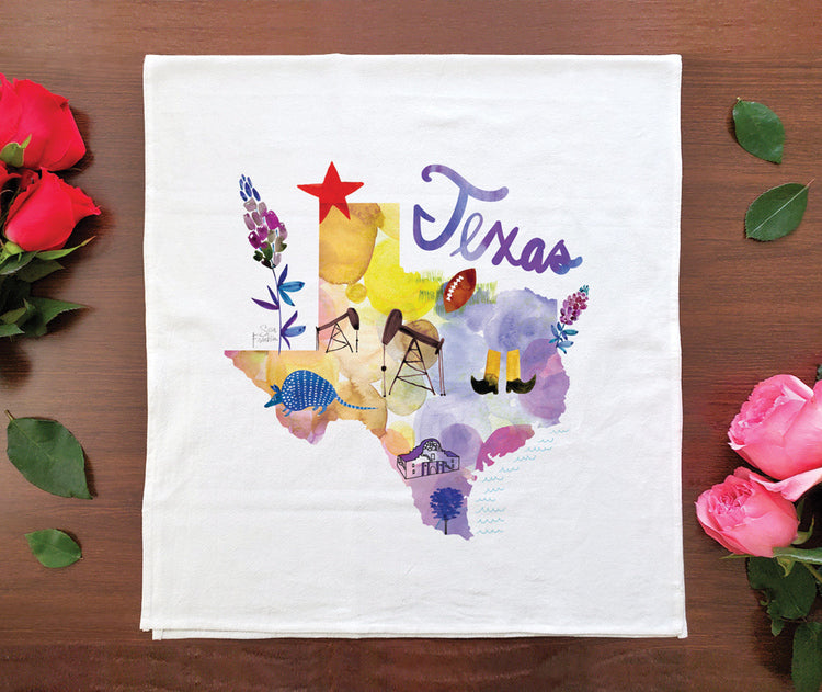 Watercolor USA: Texas Tea Towel