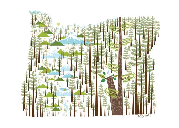 Oregon in Douglas Fir Blank Card