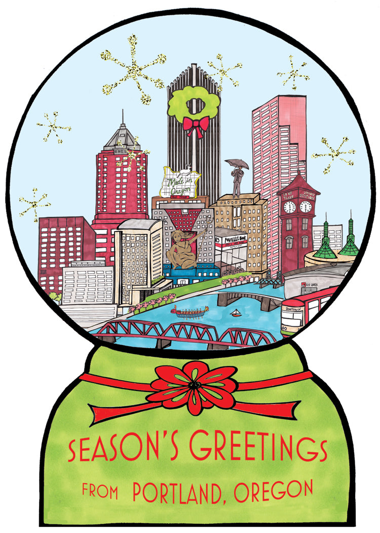 Portland Snowglobe Holiday Card