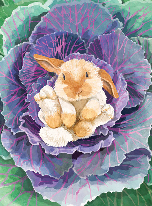 Cabbage Bunny New Baby Card