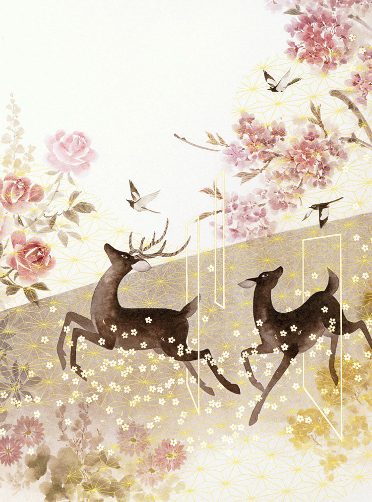Two Deer Foil Embossed Cards