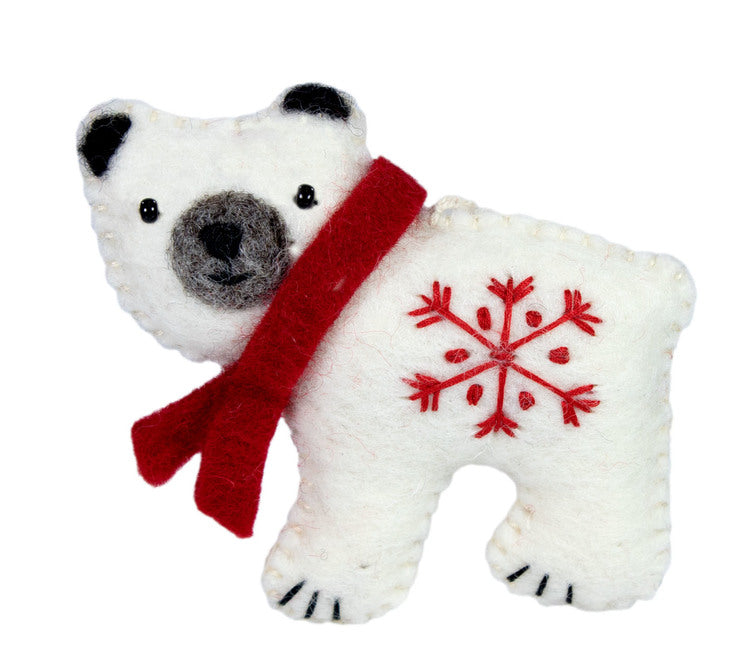 Felted Polar Bear Ornament