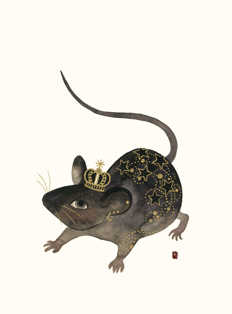 Golden Rat Foil Embossed Birthday Card