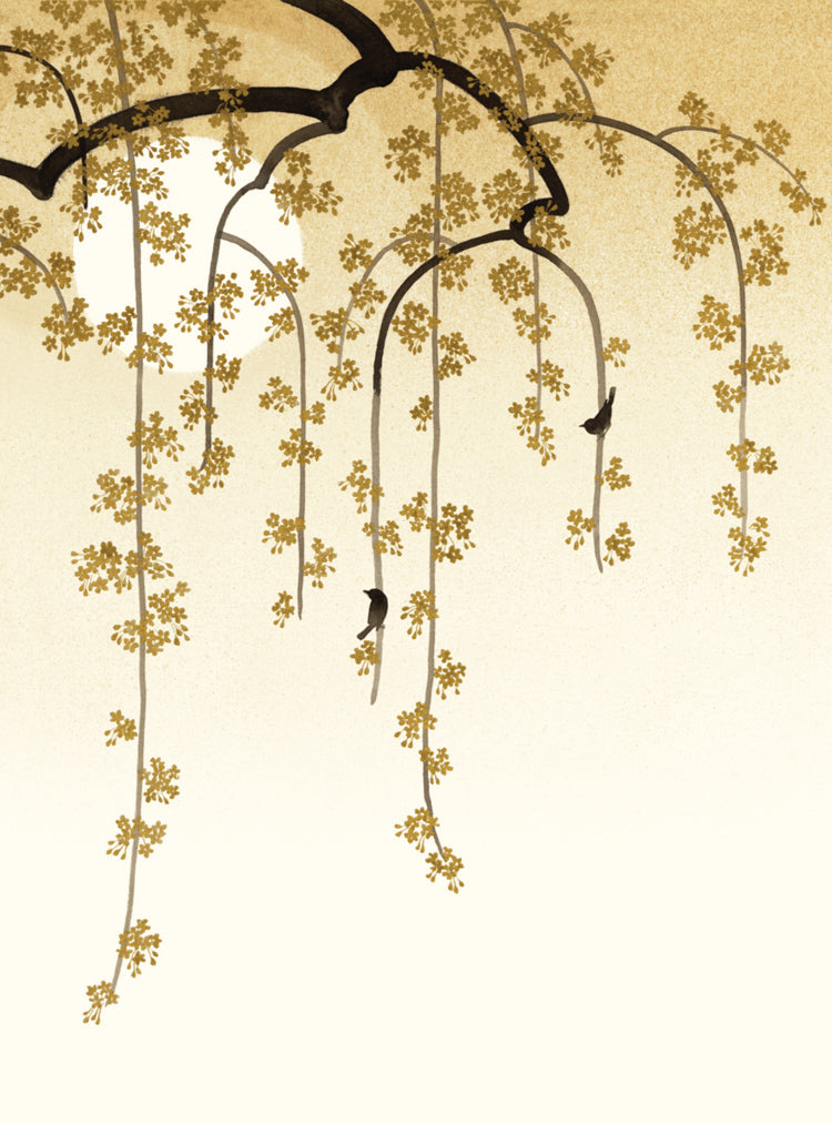 Sakura and Birds Foil Embossed Card