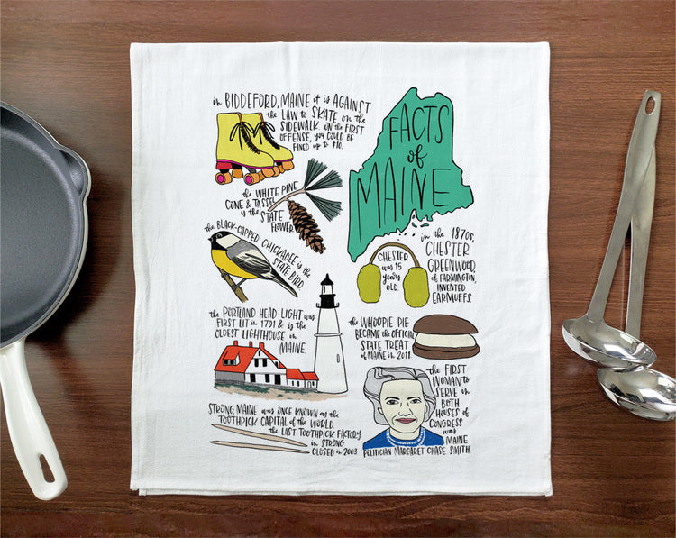 State Facts: Maine Tea Towel