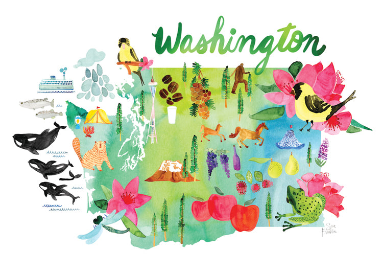 Watercolor USA: Washington Cards