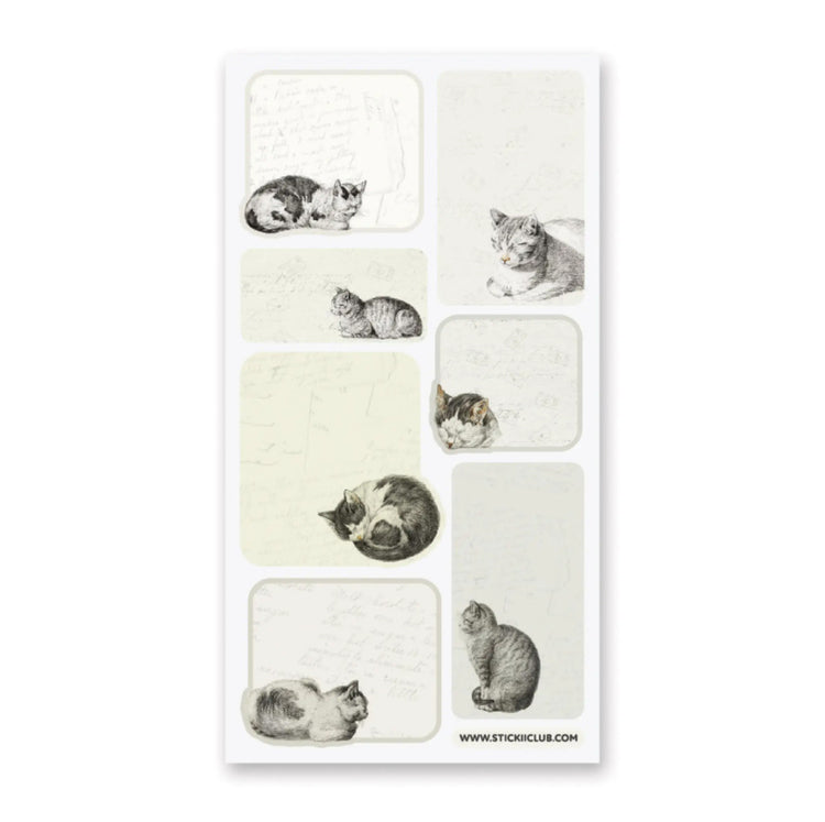 Vintage Cat Label Sticker Sheets