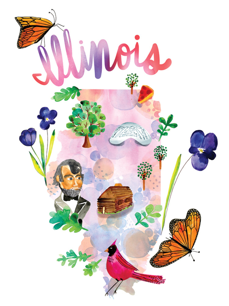 Watercolor USA: Illinois Card