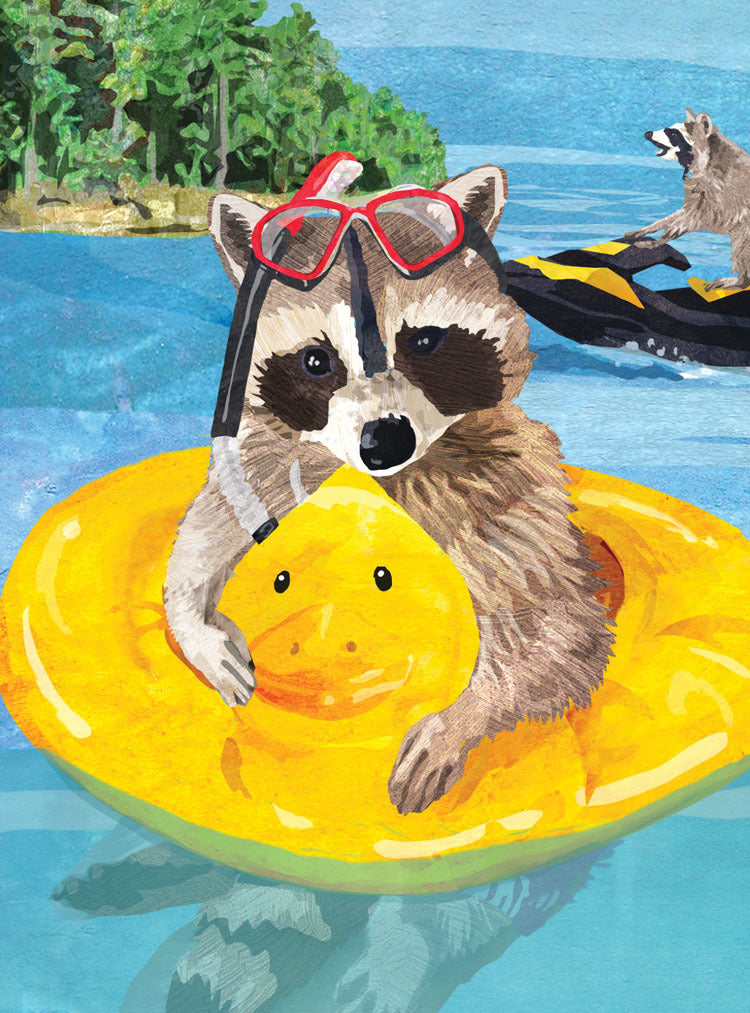 Raccoon Summer Card Single Card Blank Raccoon Summer Card Single Card Blank