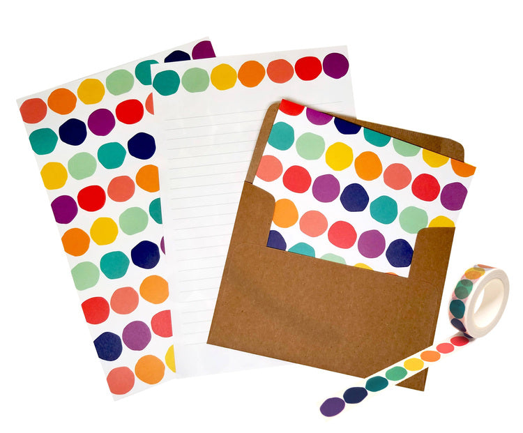 Rainbow Dot Stationery Set