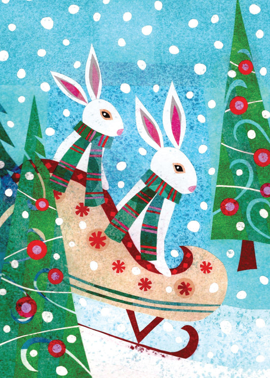 Sled Bunnies Holiday Card