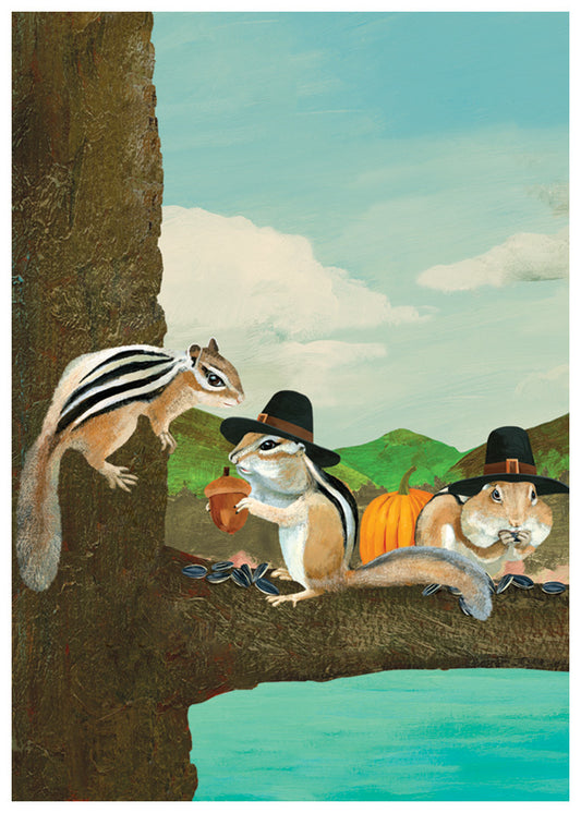 Chipmunks in Hats (Thanksgiving) Card