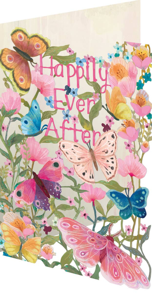 Happily Ever After Butterfly Lasercut Wedding Card