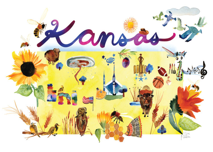 Watercolor USA: Kansas Cards