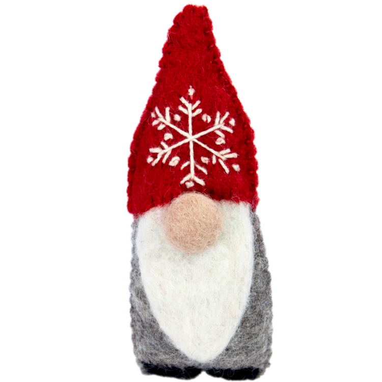 Felted Snowflake Gnome Ornament