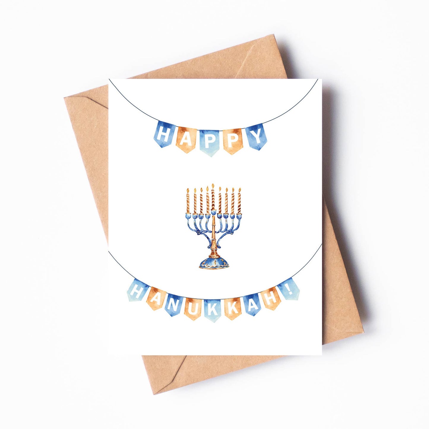 Menorah & Banner Hanukkah Card