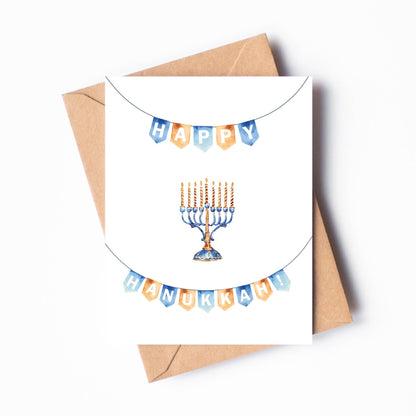 Menorah & Banner Hanukkah Card