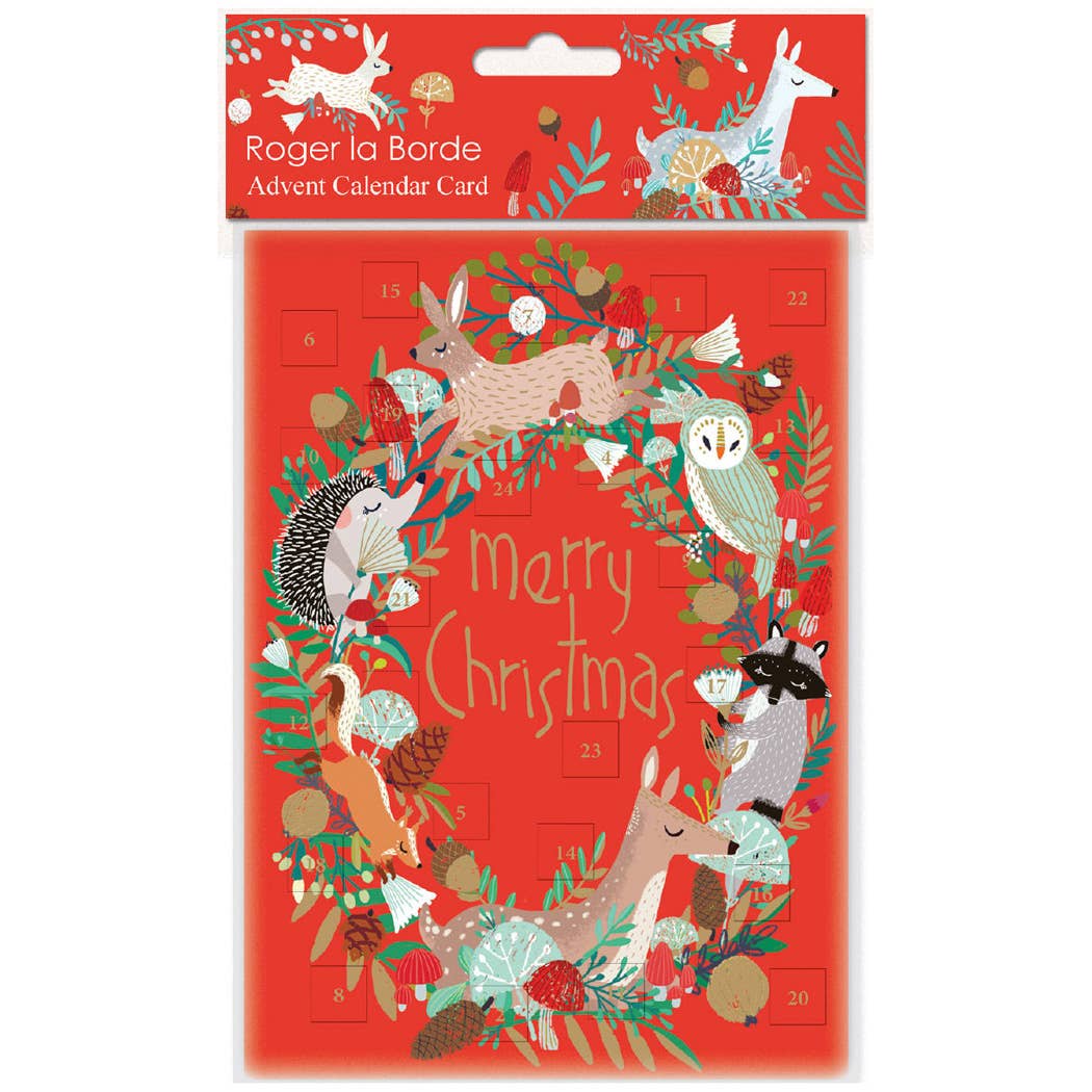 Animal Wreath Advent Calendar Card