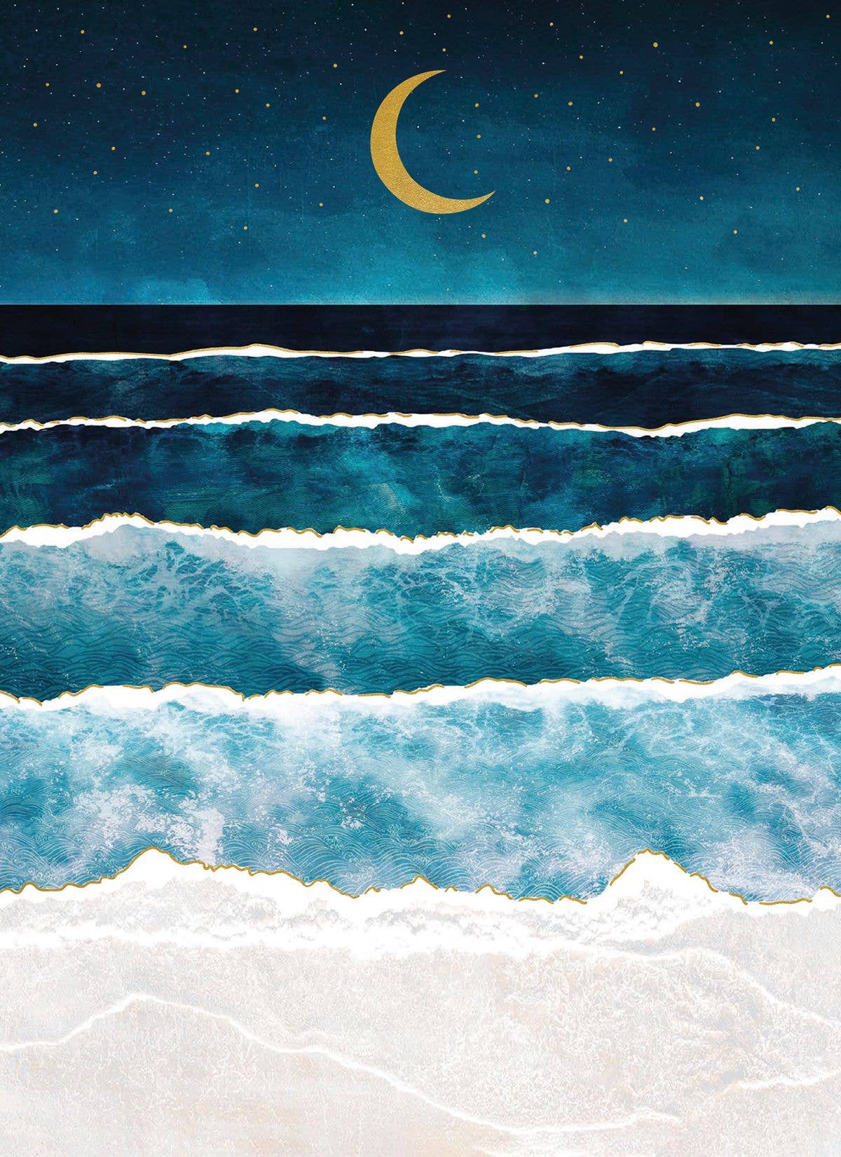 Midnight Surf In the Fold Blank Card