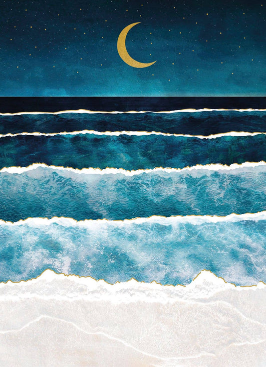 Midnight Surf In the Fold Blank Card