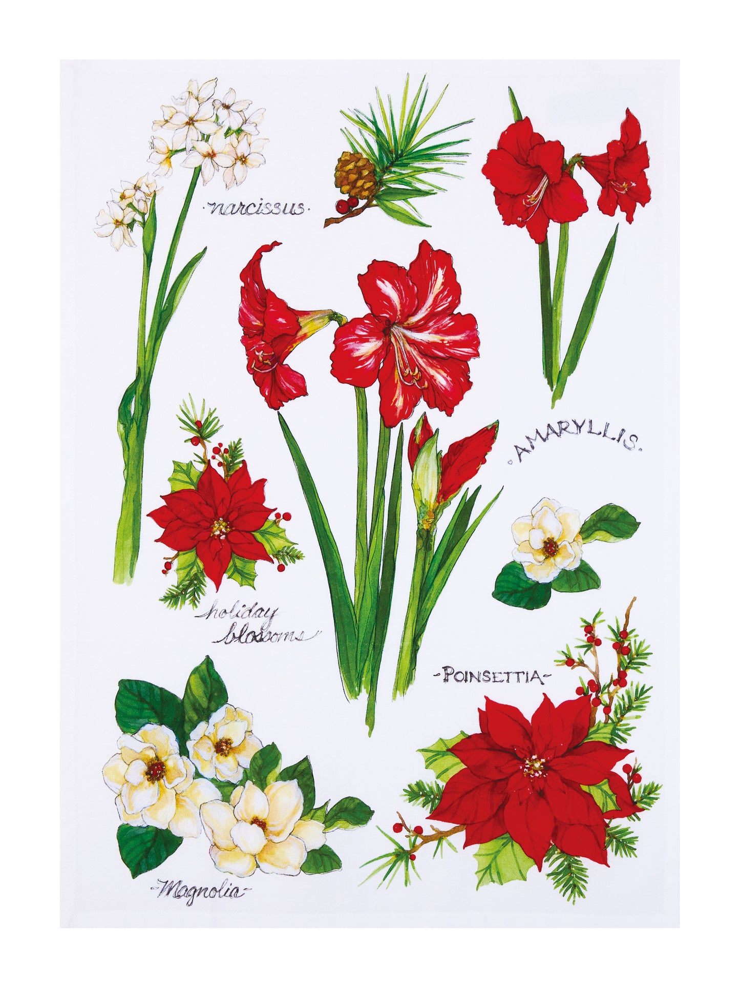 Field Guide to Winter Blossoms Tea Towel